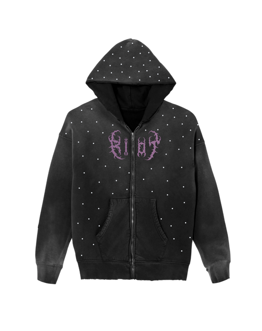 Riot Black Faded Hoodie